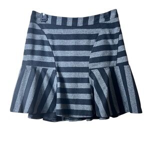 Worthington Wool Blend Striped Mini Skirt Flared 6 Goth Preppy Dark Academia Emo